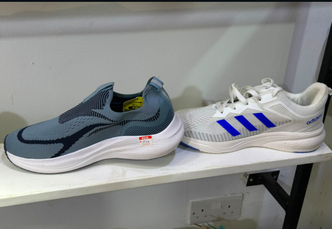 Running Trainers — Teal Knit & Adidas White