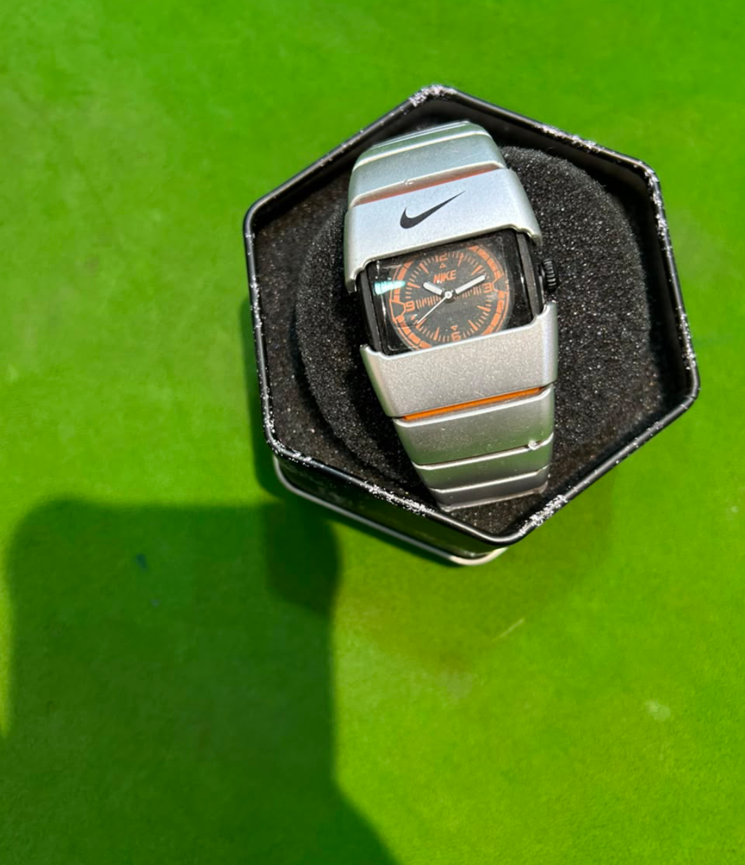 Nike Steel Bracelet Watch — Orange Accent